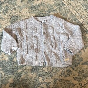 Janie and Jack Elephant Grey Cable Knit Cardigan